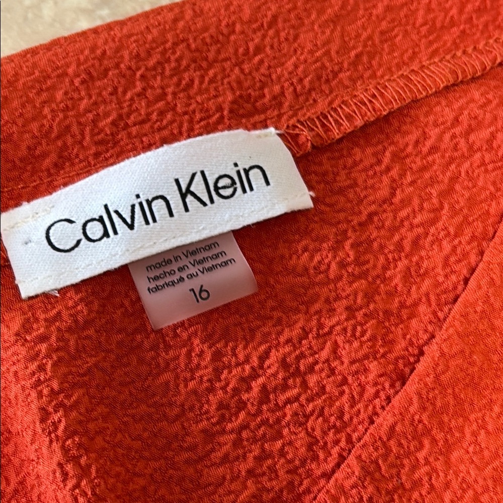 NWOT Calvin Klein Collection Orange Ruched Ruffled Mini Dress - Picture 7 of 14